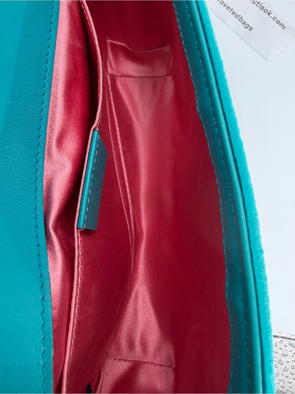 Gucci Teal Velvet GG Marmont Shoulder Bag with Gold Hardware Gorgeous!!! - Picture 12 of 14